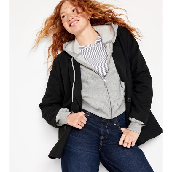 NWT OLD NAVY Fleece Full-Zip Hoodie Color: Heather Gray - Picture 4 of 6